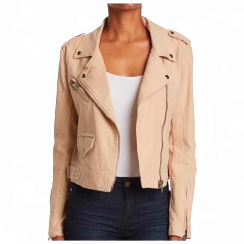 NWOT BLANK NYC Nude Neutral Crepe Moto Jacket - Large